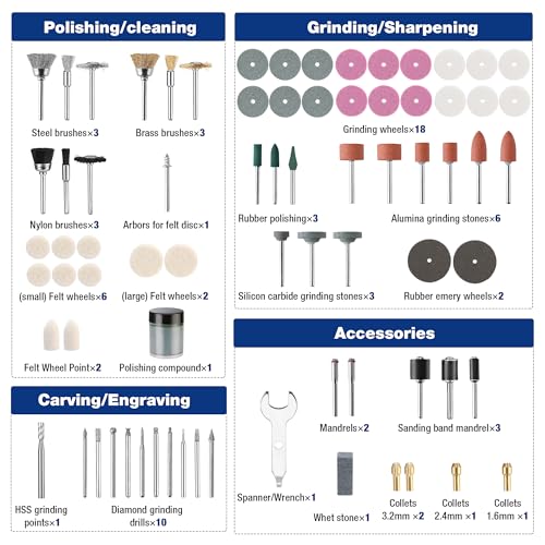 WORKPRO Rotary Tool Accessories Kit, 476 PCS Accessory Set, 1/8" Shank Electric Grinder, Fits Dremel Rotary Tool - Image 4