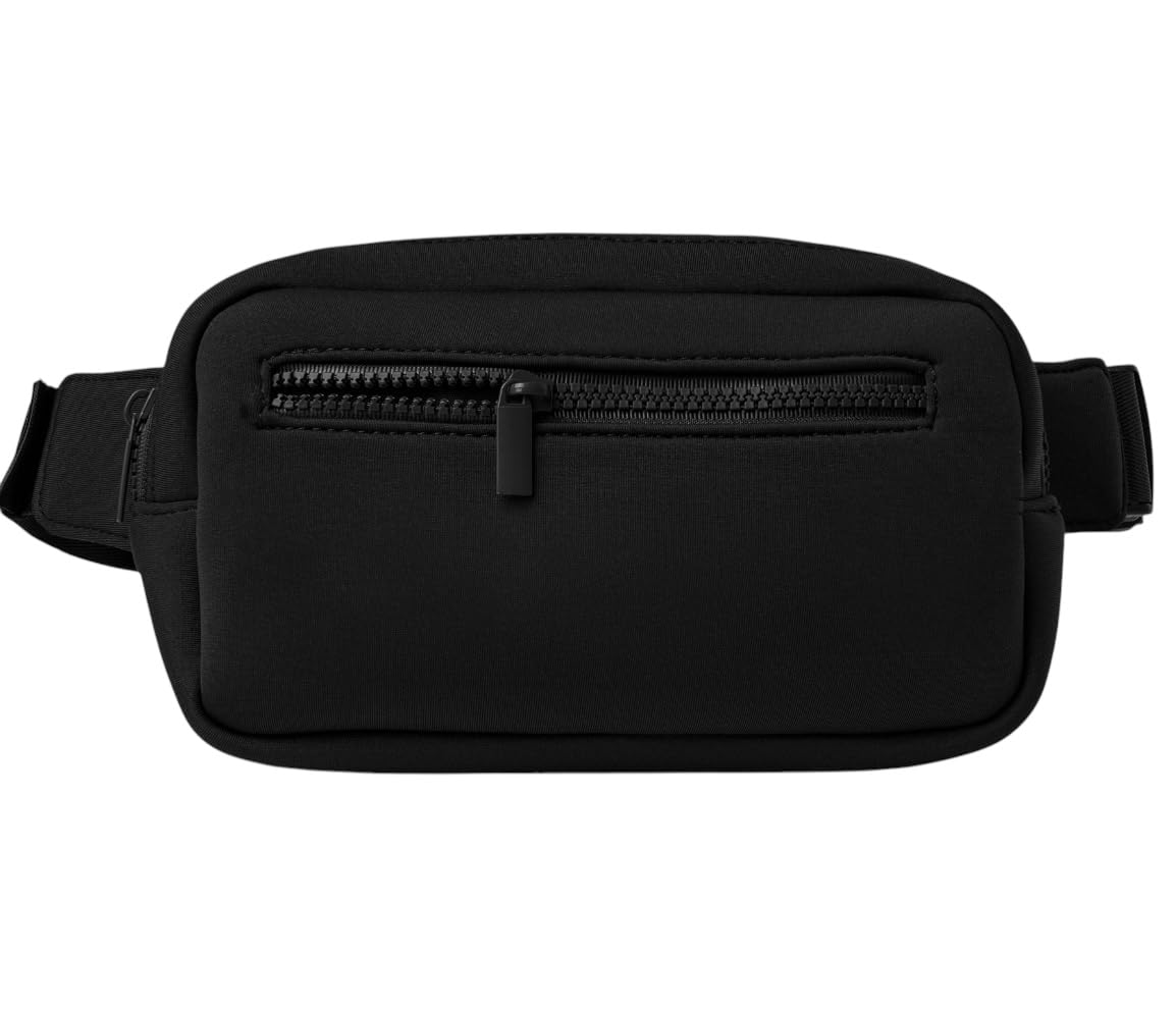 Large Neoprene Fanny Pack with Adjustable Strap, Bum Bag with 3 Zipper Pockets, Crossbody Belt Bag for Women & Men, Water Resistant Waist Pack for