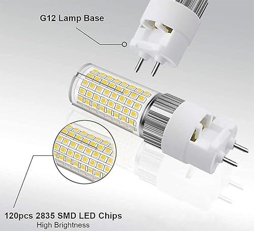 Miniatura 4 de Bombilla LED G12 de 16 W, base de maíz, 100-277 V, lámpara decorativa de halogenuros metálicos, blanco frío, 6000 K, para calle, almacén,