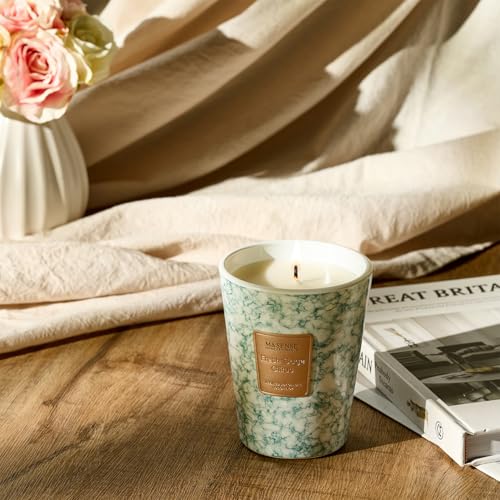Image of M&SENSE Fresh Sage Citrus Scented Soy Candle, 3 Wick Highly Scented 14.1 Oz 75H, Aromatherapy Christmas Gift for Women and Men