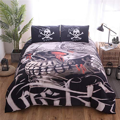 DXSX Ropa de Cama Cráneo Edredón Cubierta Gótica Tatuaje Funda Nórdica,Funda de...