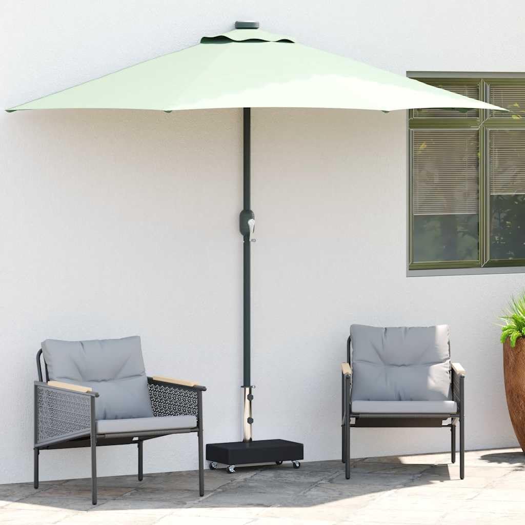 Supporto per ombrellone nero, 45 x 25 x 8 cm, in granito, con tubo in acciaio inox, 25 kg, ruote, adattatori per aste da 38 a 48 mm, per balcone, terrazzo, giardino