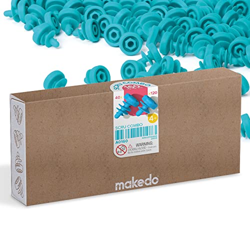 Makedo SCRU Combo 160 | 160 Piece Mix, SCRU & SCRU+ for Kids Age 4+ | Perfect for Classroom STEM and STEAM Learning