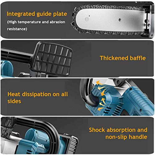 Loveinwinter Electric Cordless Chainsaw, 8 inch Portable Brushless Copper Motor Anti-Slip Handheld Electric Saw with Battery for Garden Work
