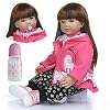 iCradle 24 inch Realistic Reborn Baby Doll Girl Long Hair Soft Body Baby Doll Silicone Vinyl Bebe Doll Lifelike Newborn Baby Doll Toy for Ages 3+