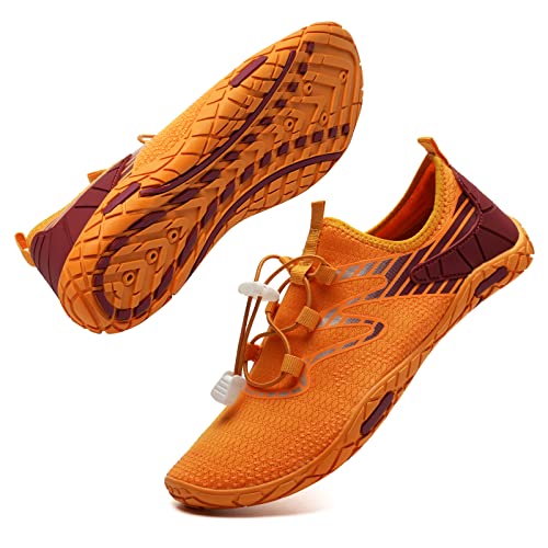 Watelves Water Shoes Mens Womens Beach Swim Shoes Quick-Dry Aqua Socks Pool Shoes For Surf Yoga Water Aerobics(H-Yellow Orange,39) #TOP6