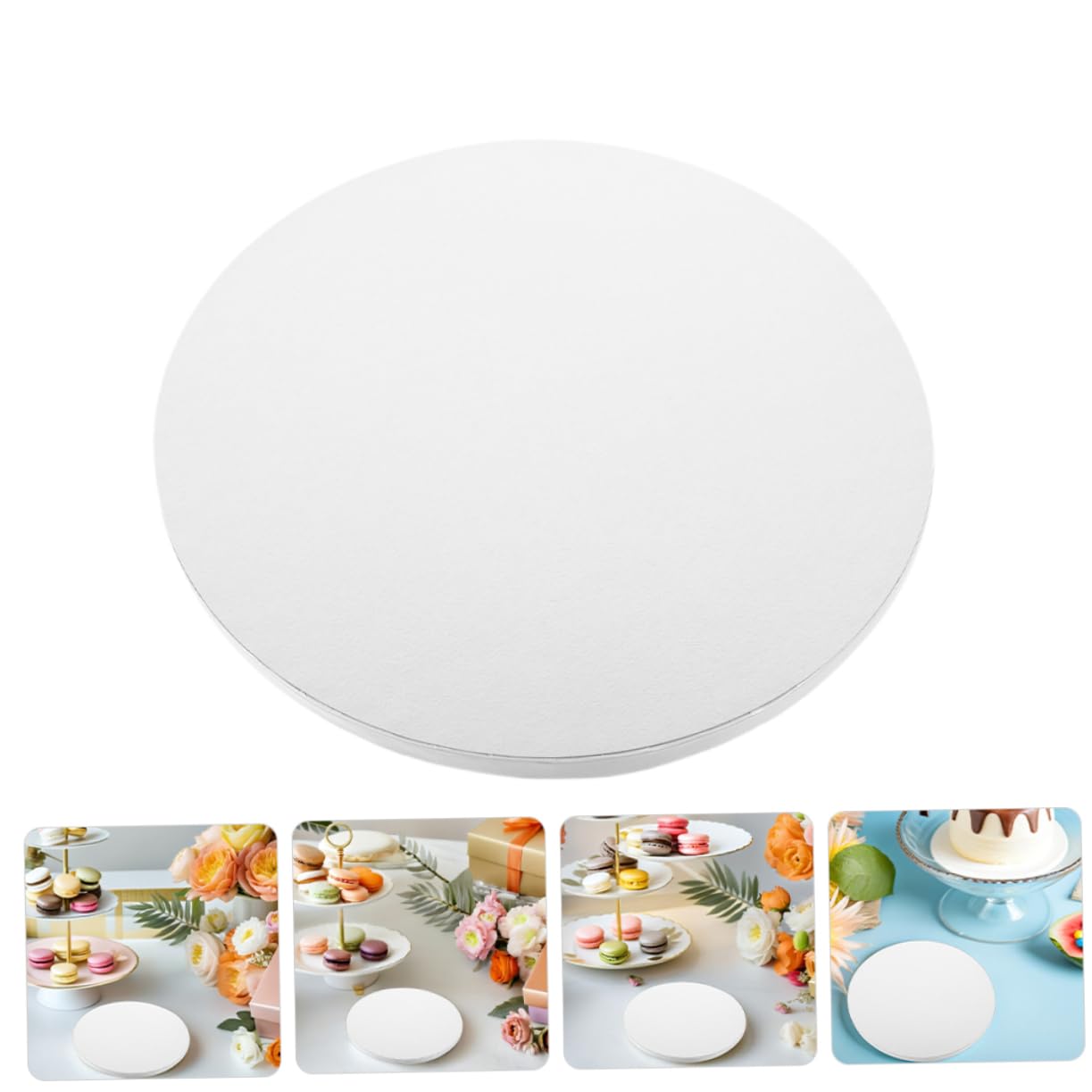 PRETYZOOM Base de Gâteau Ronde 10 Pouces en Carton Blanc, Lot de 7