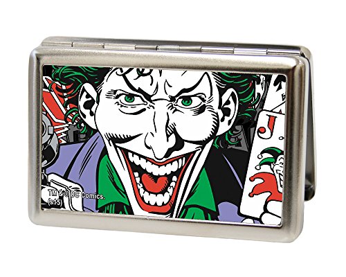 Buckle-Down Metal Wallet-Joker Face W/Pistol Close-up Fcg