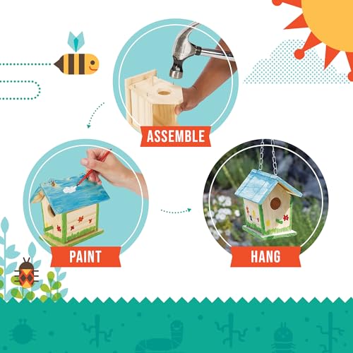 image for Toysmith Beetle & Bee Build A Bird Bungalow - DIY Kid Art Craft Outdoo