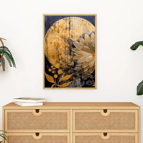 Impression abstraite bleue et or décoration murale élégante 40x60 - 4