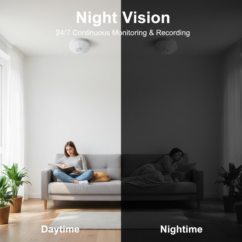 ULar 1080P FHD Security Camera with Built-in Large Capacity Battery, WiFi Remote Viewing, HD Night Vision, Ceiling/Wall Mount, Motion Detection, Local Recording with 32GB SD Card Included No Audio