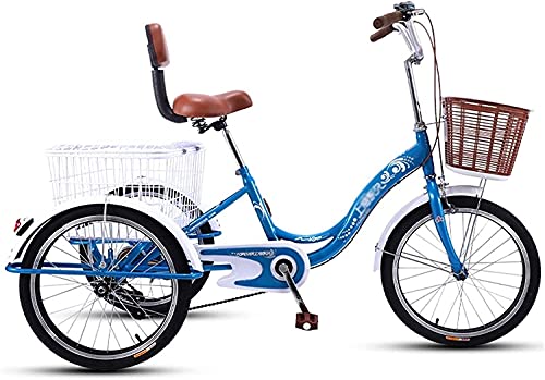 PAGOIAAR Adult Cargo Tricycles Beach Cruiser Bikes Shopping Adult Tricycle 3 Wheel Trike 20 Inch Trikes Bicycles with Cargo Basket Adjustable Backrest Seat Handlebars for Seniors Women Men
