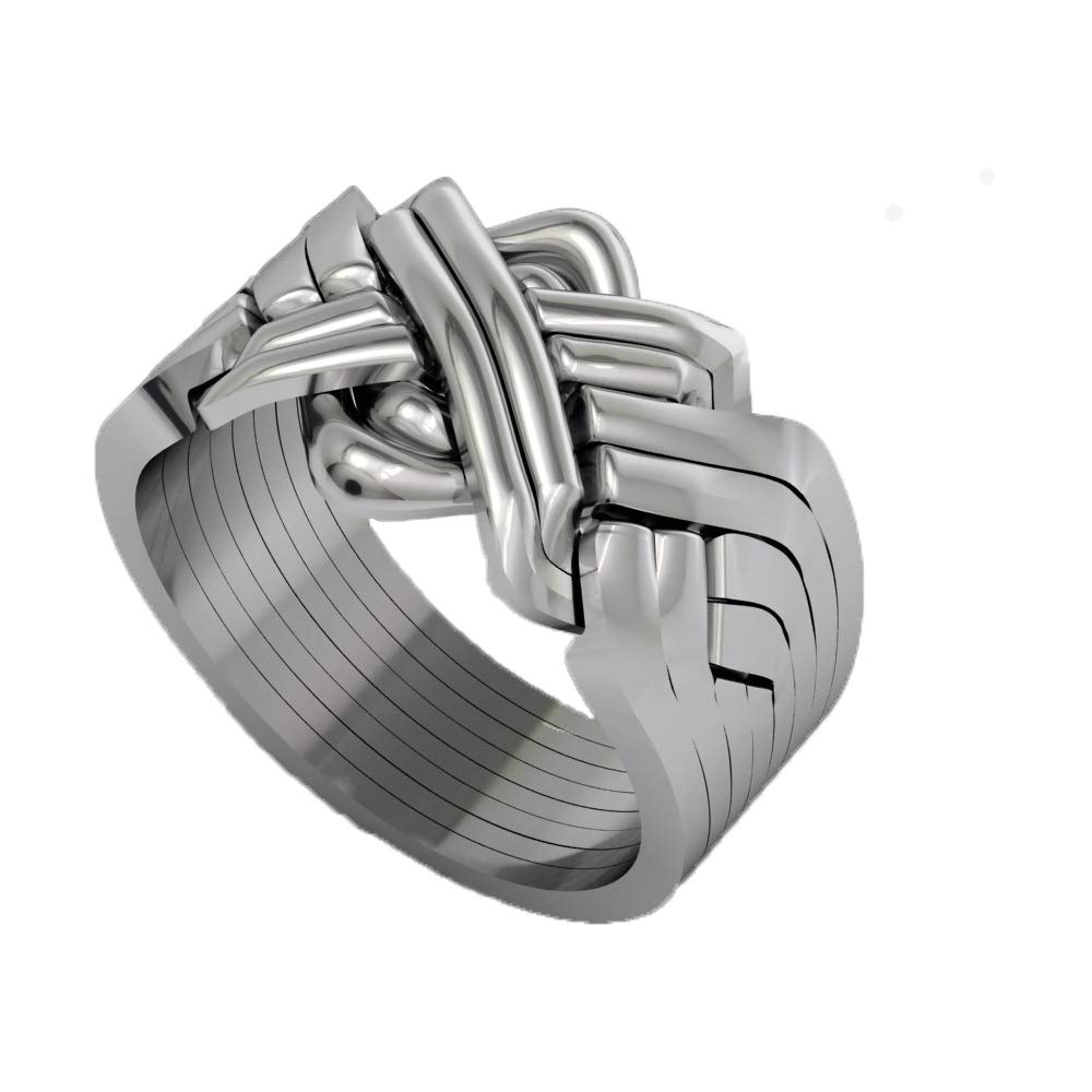 Puzzle Ring Band Handmade Classical Tradational Turkish Puzzle ring 925  Sterling Silver eight pieces wrapped interlocking Knott inspired stacking
