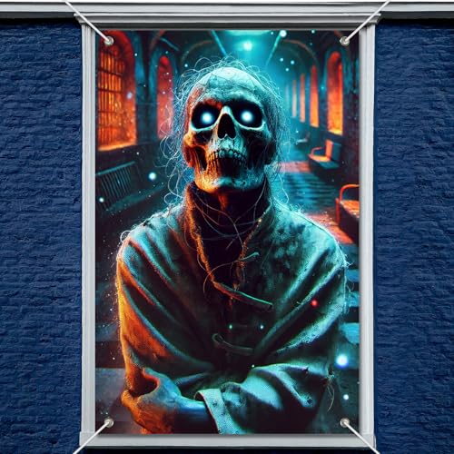 Banner Halloween ventana diseño calavera 31x47 pulgadas miniatura 1