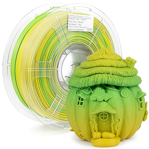Image of iSANMATE PLA+ Filament, Matte Gradient Multicolors, Rainbow Color Change Filament, Yellow & Green, 1KG /2.2lb