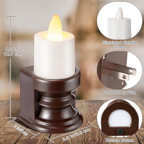 Meonum XU-MEONUM-601 2 Pcs Flameless Candle Night Light Plug Into Wall, Led Motion Sensor Dusk To Dawn Nightlight Farmhouse Vintage Rustic Flicker Night Light thumb #7