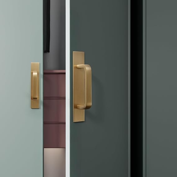 Solid Brass Cabinet Pull with Backplate, 2 Pack Brushed Gold Modern Drawer Handle for Cabinets Drawers and Wardrobes(2, Brushed Gold, 3 Inch(76mm) Hole Centers