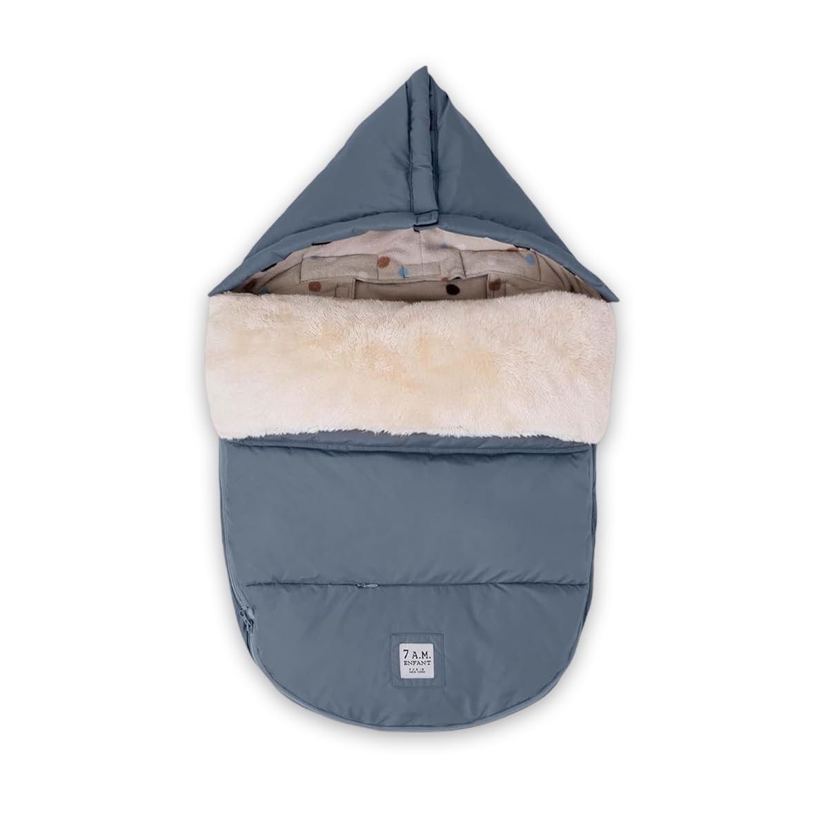 7AM Enfant Universal Footmuff - Water Repellent Winter Bunting Bag for Strollers & Car Seats, Soft Micro-Fleece & Plush Lined | Ash Blue, Print Pebbles