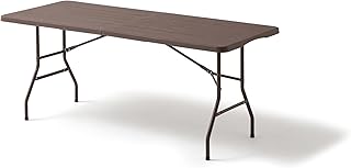 KG KITGARDEN Mesa Plegable Portátil Multifuncional, 180x74x74cm, Imitación a Madera, Marrón