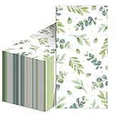 50 PCS Disposable Greenery Guest Napkins Eucalyptus Paper Napkins Soft Absorbent Guest Paper Towels...