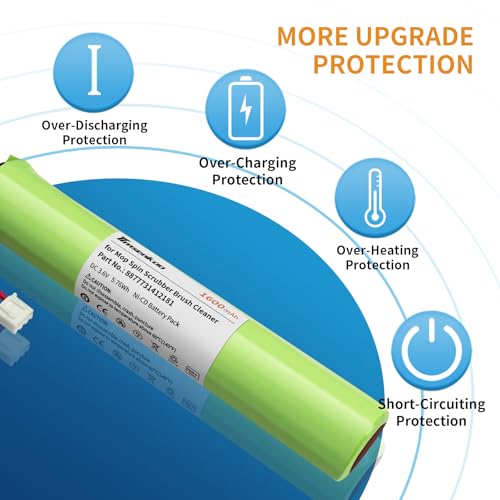 Image of Upgraded 1600mAh Battery Replacement for Hurricane Spin Brush Scrubber Mop Cleaner Spin-Scrubber Bathtub Part No. 8877731412181