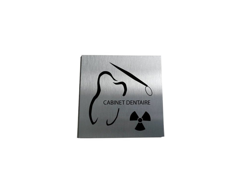 AUA SIGNALETIQUE - Plaque Aluminium Brossé Cabinet Dentaire - 200x200 mm, Argent