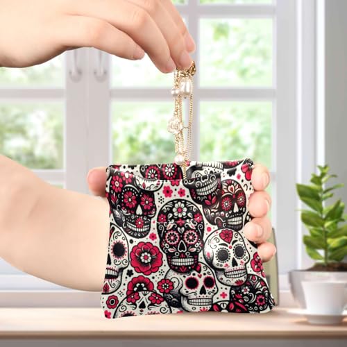 Dia De Muertos Skulls Coin Purse Leather Pouch Change Purse, Squeeze Coin Pouch for Cards, Keys & Lipsticks, Unisex4
