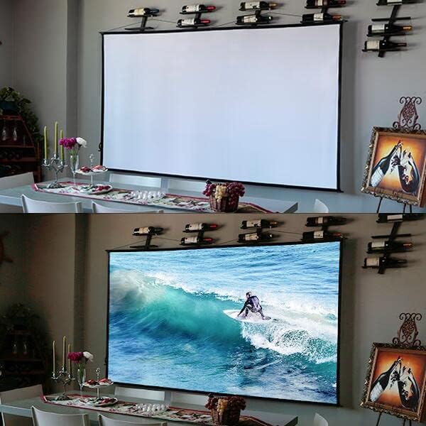 Foldable Projector Screen 100 inch with Combined Pole Frame 16:9 HD 4K Anti-Crease Portable Double Sided Rear Projection Screen