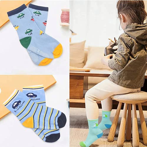 Image of Organic Cotton Ankle Length Anti Slip Socks For Baby With Grip 0-36 Months-Cartoon, Multicolored