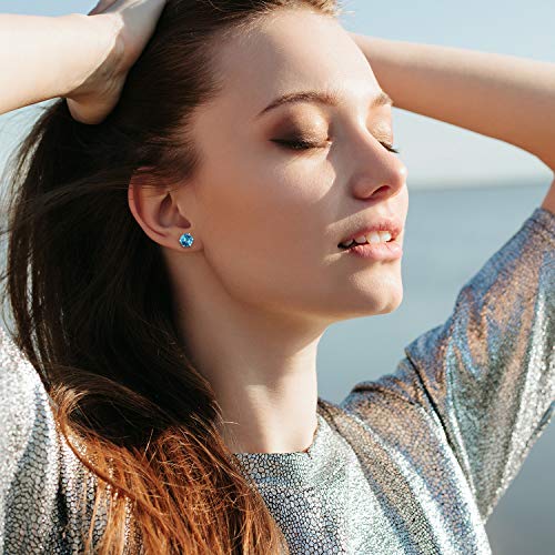 Boao 15 Pairs Stainless Steel Stud Earrings for Women Birthstone Hypoallergenic Cubic Zirconia Stud Earrings Set2