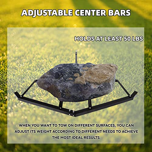 Kuafu Tow Behind Drag Harrow 66" Width W/ Pin Style Hitch Compatible With Atv Utv Garden Lawn Tractor Adjustable Center Bars 50 Lbs #TOP4