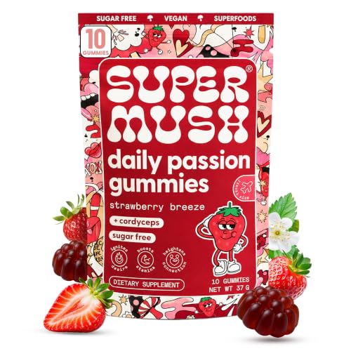 SuperMush Daily Passion Gummies - Cordyceps Reishi & Maca Root - 10 Count