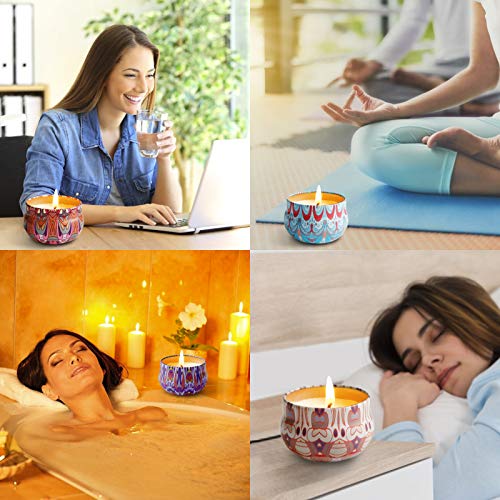 Scented Candles Gift Set, Soy Wax Candles, Aromatherapy Candles For Home, Linen, Apple Cinnamon, Lavender Vanilla, Rose Sandalwood (4 X 2.5 Oz) Mothers Day Gifts #TOP5