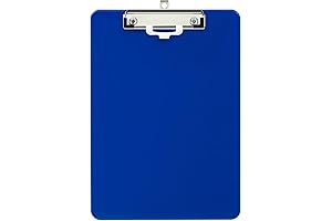 Deli Plastic Clipboard, Low Profile Clip, Blue