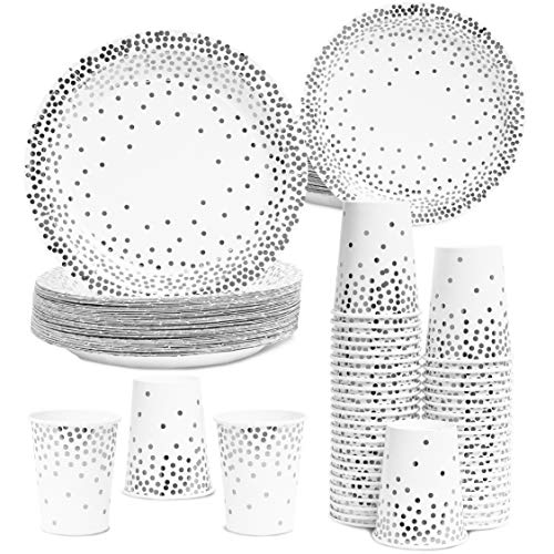 Juvale 150 Count Disposable Paper Party Plates and Cups Set for 50 Guests