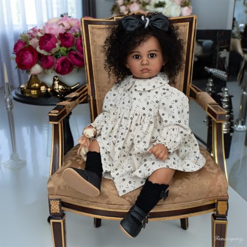 Muñeca Reborn Bebé Negra 24 Pulgadas Lifelike con Accesorios miniatura 1
