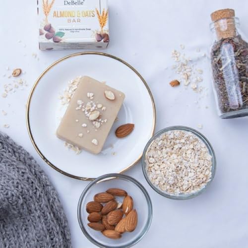 Image of DeBelle Almond & Oats Natural Handmade Soap Combo of 5(100 gm each) | Moisturizing, Exfoliating & Gentle for All Skin Types