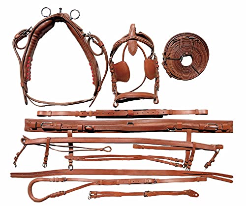 Equitem Tan Brown Leather Cob Driving Show Training Cart Harness