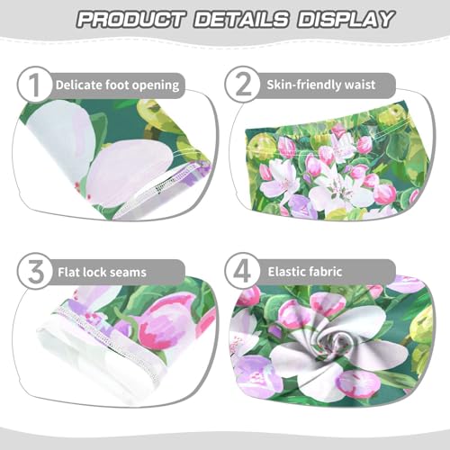 ALAZA Girls' Leggings Girls Stretch Leggings White Flower Green Fruit Children's Yoga Pants Clothes Kids Dance Tights Place4