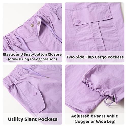 Image of Rolanko Parachute Pants for Girls Y2K Cargo Trousers with Pockets Harajuku Jogger Pants Kids 4-14 Years