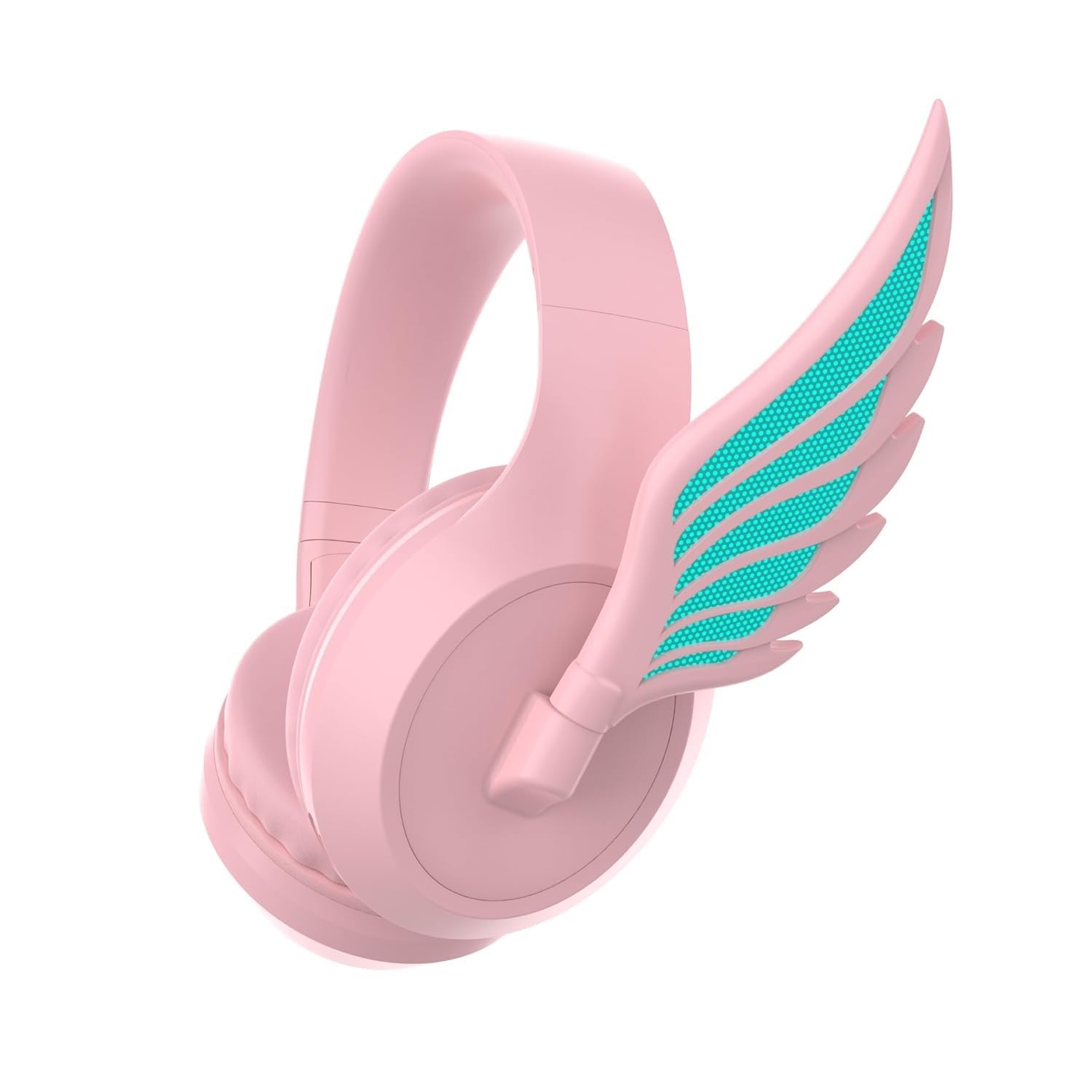 Wireless Kids Headphones for Girls Over Ear Bluetooth Wing Ear Led Light Up Children Headphones Volume Limited Foldable Headphone for Kids School, Travel, Music (Pink)-picture-27
