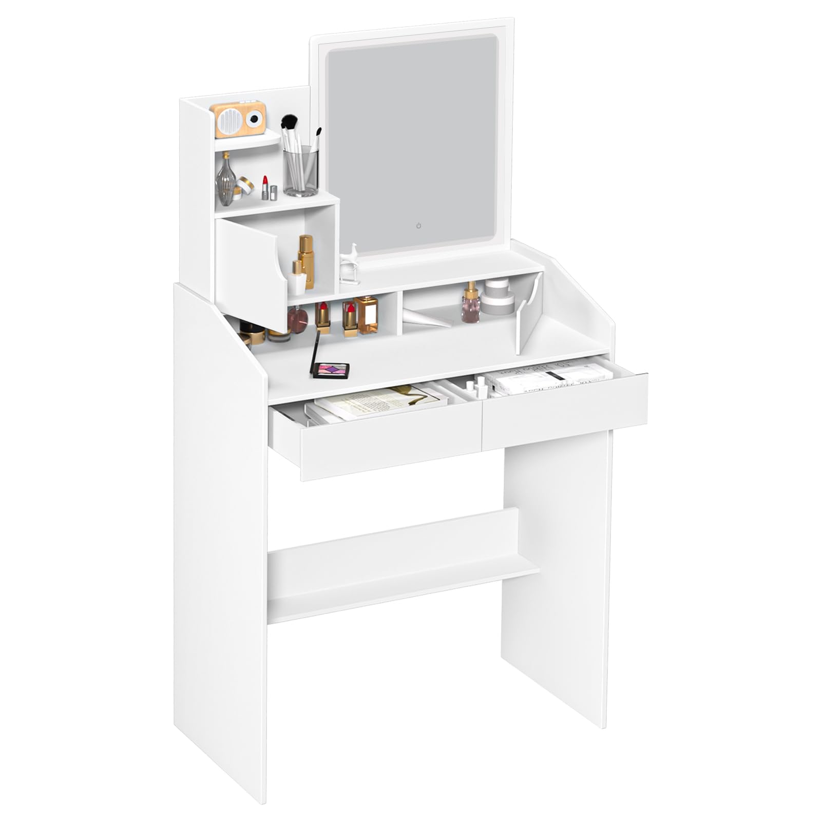 reukmuuc Vanity Desk Makeup Table with LED Light Mirror and Spacious Drawers Bedroom Dressing Table Modern Makeup Desk