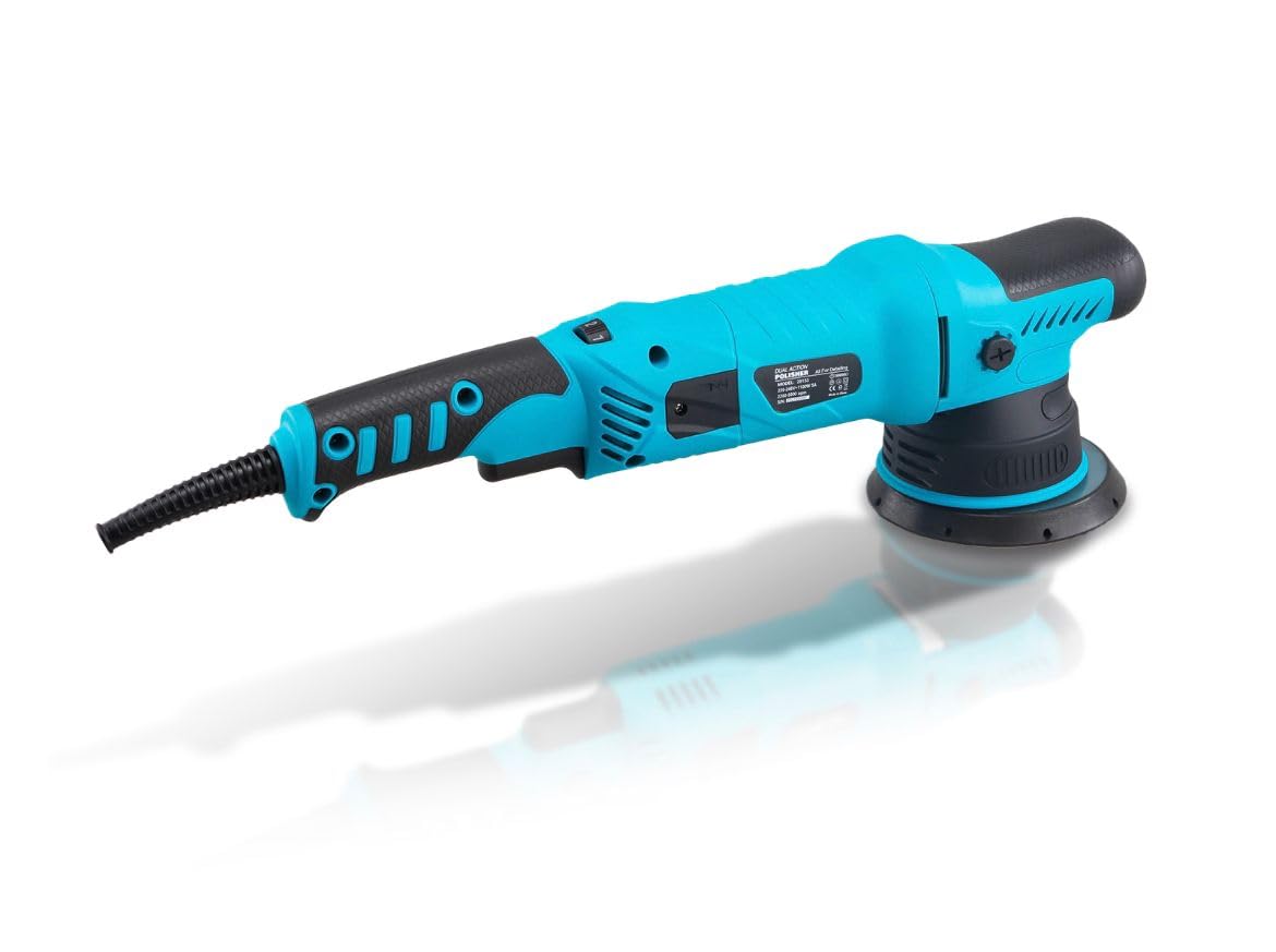 FOX Pulidora Orbital para Coche, 1000W, 6 Velocidades Variables 2200-5000 RPM, Base 150mm, Cable 4M, Color Turquesa y Negro, para Pulir y Encerar Coches y Barcos