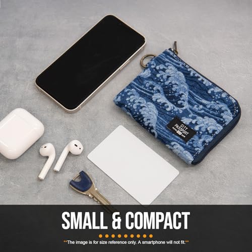 Portable, Foldable, and Lightweight Zipper Case for Cards, ID, Money Multi Storage Travel Organizer (Japanese Pattern Blue)2