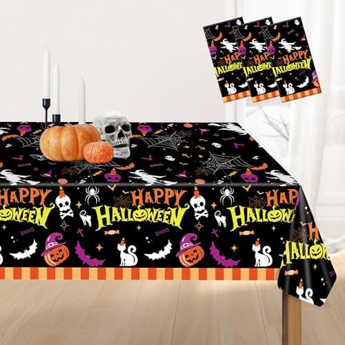 24 Pack Halloween Round Tablecloths - 84 Inch Disposable Plastic Party Covers