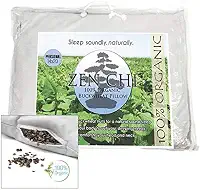 ZEN CHI Travesseiro de trigo sarraceno - Tamanho padrão orgânico (35,5 x 50) com tecnologia de resfriamento natural - Capa de algodão - Travesseiro confortável pessoal tem efeito refrescante natural,