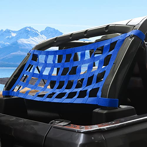 Jwwy Roof Top Hammock Rear Trunk Restraint Baggage Cover Mesh Roof Cargo Net For 1987-2023+ Jeep Wrangler Tj Jk Jku Jl Jlu Yj Sahara Rubicon Unlimited Blue #TOP2