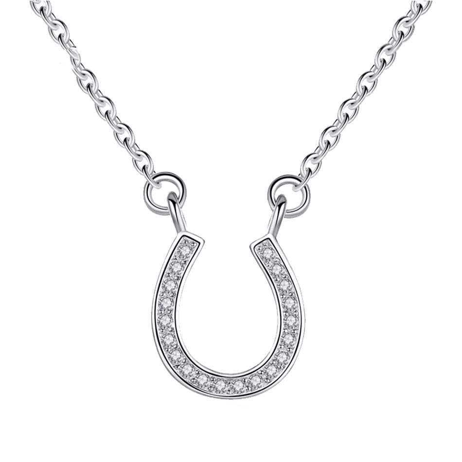Chiusura: Moschettone tondo Gold Gala Collana Ferro di Cavallo in Argento 925 Rodiato con Zirconi Bianchi Misura Regolabile