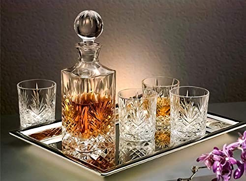 Le'raze Elegant Mirrored Rectangular Silver Tray, Mirrored Tray For Whiskey Decanter, Candle Sticks, Vanity Set, Perfume Tray, And Serving #TOP1