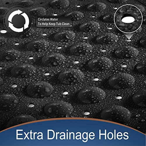 Yimobra Original Bathtub Mat Non-Slip, Extra Long 16 X 40 Inch, Shower Mats For Bathroom Tub With Drain Holes, Machine Wash, Suction Cup, Bpa, Latex, Phthalate Free, Black #TOP2